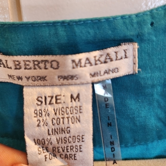 Alberto Makali blue tie dye Print Beaded embroidered Sleeveless chiffon Dress M - Picture 8 of 13